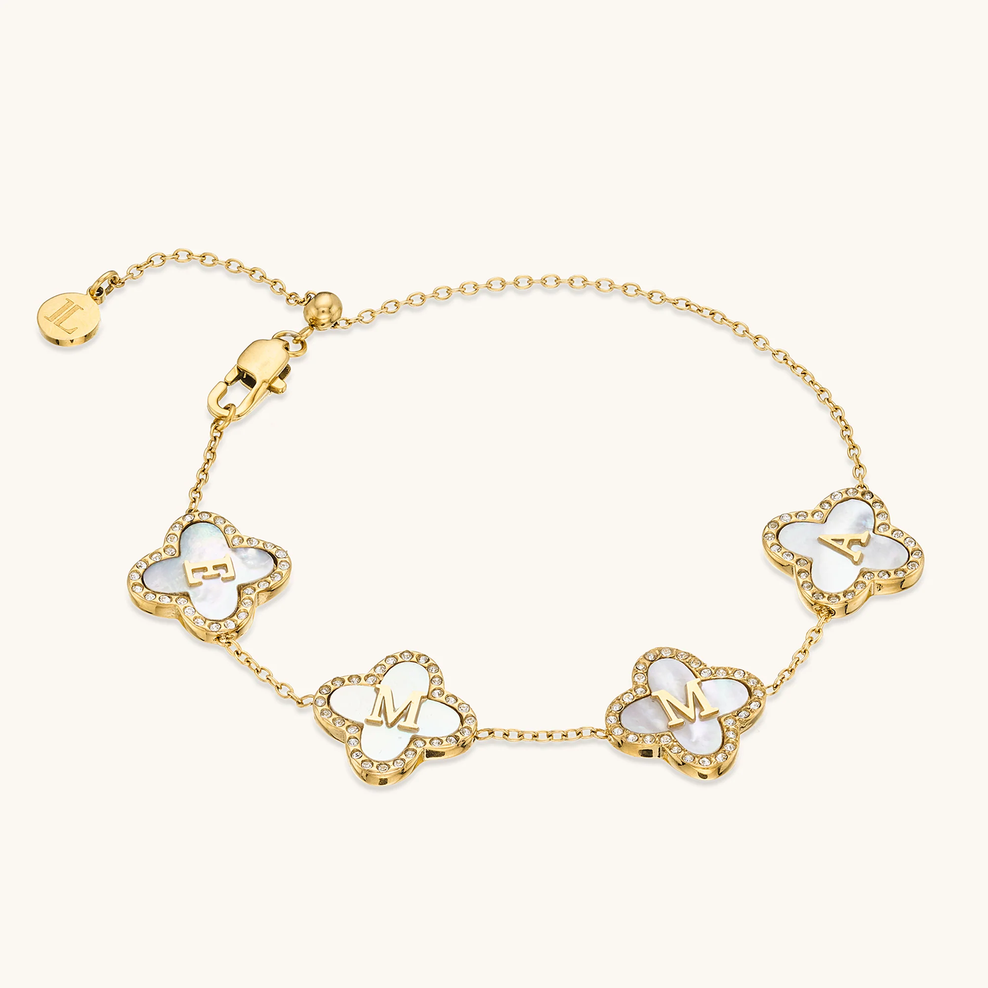 Custom Name Pavé Clover Bracelet